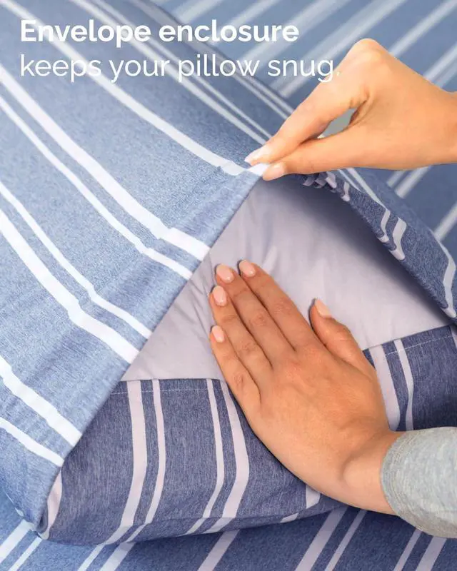 Alt view image 7 of 7 - Twin XL Size 3 Piece Sheet Set - Comfy Breathable & Cooling Sheets - Hotel Luxury Bed Sheets for Women & Men - Deep Pockets, Easy-Fit, Soft & Wrinkle Free Sheets - Blue Stripes Oeko-Tex Bed Sheet Set