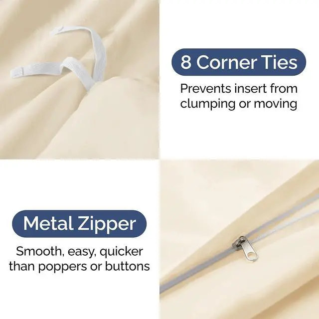 Alt view image 4 of 7 - Duvet Cover Cal King Size Set - Extra Soft Cal King Duvet Cover 104" x 98" with 2 Pillow Shams for Women, Men, Kids & Teens - Hotel Luxury w/Zipper Closures & Ties - Comfy & Breathable (Off White)