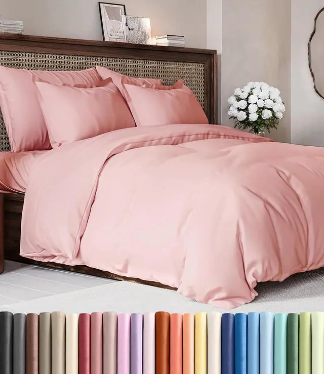 Main image of Duvet Cover Cal King Size Set - Extra Soft Cal King Duvet Cover 104" x 98" with 2 Pillow Shams for Women, Men, Kids & Teens - Hotel Luxury w/ Zipper Closures & Ties - Comfy & Breathable (Baby Pink)