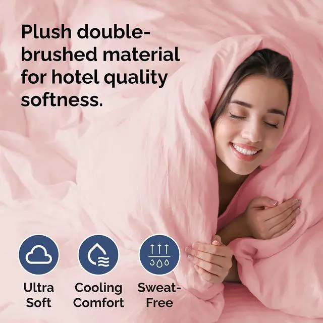 Alt view image 3 of 7 - Duvet Cover Cal King Size Set - Extra Soft Cal King Duvet Cover 104" x 98" with 2 Pillow Shams for Women, Men, Kids & Teens - Hotel Luxury w/ Zipper Closures & Ties - Comfy & Breathable (Baby Pink)