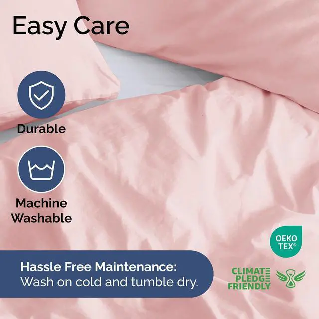 Alt view image 6 of 7 - Duvet Cover Cal King Size Set - Extra Soft Cal King Duvet Cover 104" x 98" with 2 Pillow Shams for Women, Men, Kids & Teens - Hotel Luxury w/ Zipper Closures & Ties - Comfy & Breathable (Baby Pink)