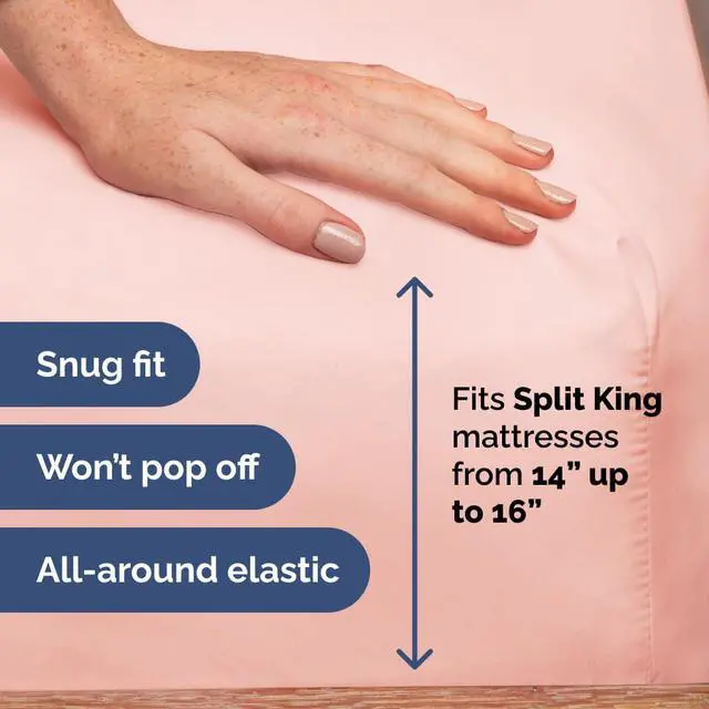 Alt view image 4 of 7 - Flex Top Split Head King 4 Piece Sheet Set - Soft, Breathable & Cooling Bed Sheets Set - Hotel Luxury Bedding for Women & Men with Deep Pockets - Wrinkle Free & Fade Resistant - Oeko-Tex - Baby Pink