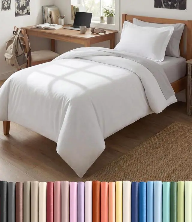 Main image of Duvet Cover Twin/Twin XL Size Set - Extra Soft Twin/Twin XL Duvet Cover 68" x 90" with 1 Pillow Sham for Women, Men, Kids & Teens - Comfy, Easy-Care & Fade Free with Zipper Closures and Ties (White)