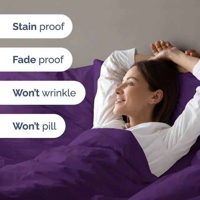 Alt view image 5 of 7 - Duvet Cover King Size Set - Extra Soft King Duvet Cover 104" x 90" with 2 Pillow Shams for Women, Men, Kids & Teens - Hotel Luxury, Easy-Care w/Zipper Closures & Ties - Comfy and Breathable (Purple)