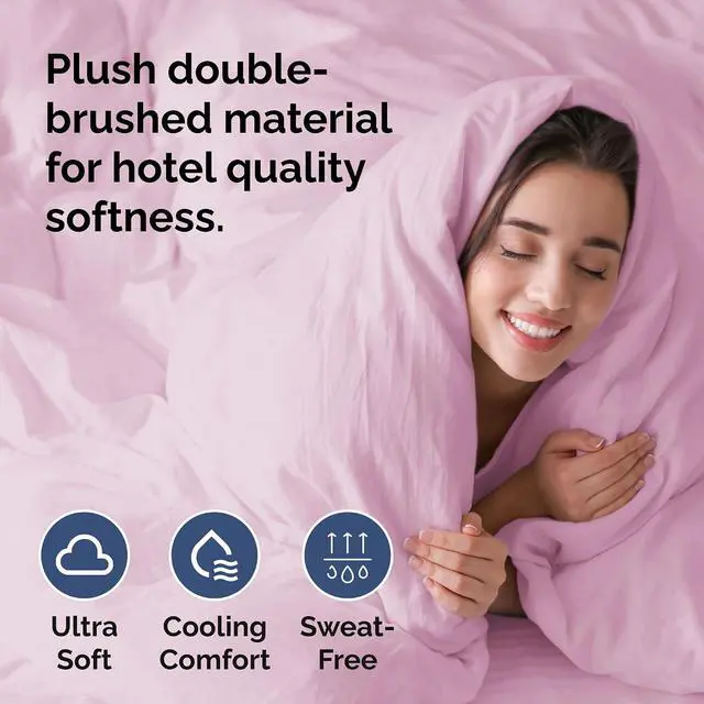 Alt view image 3 of 7 - Duvet Cover Queen Size Set - Extra Soft Queen Duvet Cover 90" x 90" with 2 Pillow Shams for Women, Men, Kids & Teens - Hotel Luxury w/Zipper Closures & Ties - Comfy, Cozy & Breathable (Light Pink)