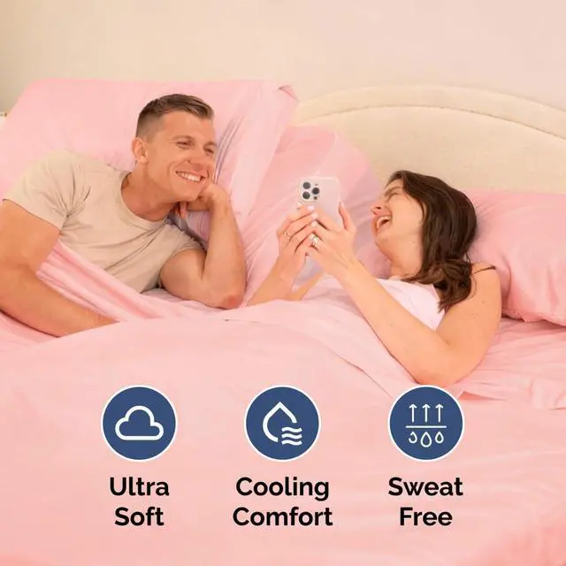 Alt view image 5 of 7 - Flex Top Split Head King 4 Piece Sheet Set - Soft, Breathable & Cooling Bed Sheets Set - Hotel Luxury Bedding for Women & Men with Deep Pockets - Wrinkle Free & Fade Resistant - Oeko-Tex - Baby Pink