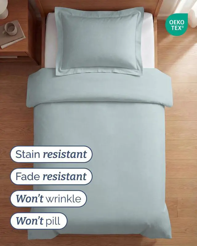 Alt view image 4 of 7 - Duvet Cover Twin/Twin XL Size Set - Extra Soft Twin/Twin XL Duvet Cover 68" x 90" with 1 Pillow Sham for Women, Men, Kids & Teens - Comfy, Easy-Care & Fade Free w/Zipper Closures & Ties (Ice Blue)