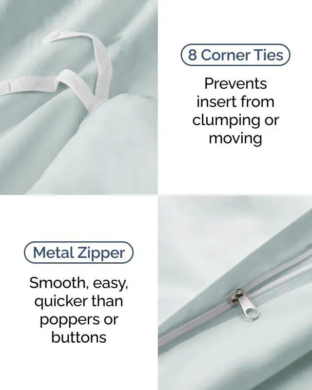 Alt view image 5 of 7 - Duvet Cover Twin/Twin XL Size Set - Extra Soft Twin/Twin XL Duvet Cover 68" x 90" with 1 Pillow Sham for Women, Men, Kids & Teens - Comfy, Easy-Care & Fade Free w/Zipper Closures & Ties (Ice Blue)