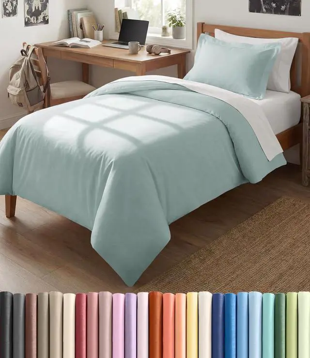 Main image of Duvet Cover Twin/Twin XL Size Set - Extra Soft Twin/Twin XL Duvet Cover 68" x 90" with 1 Pillow Sham for Women, Men, Kids & Teens - Comfy, Easy-Care & Fade Free w/Zipper Closures & Ties (Ice Blue)