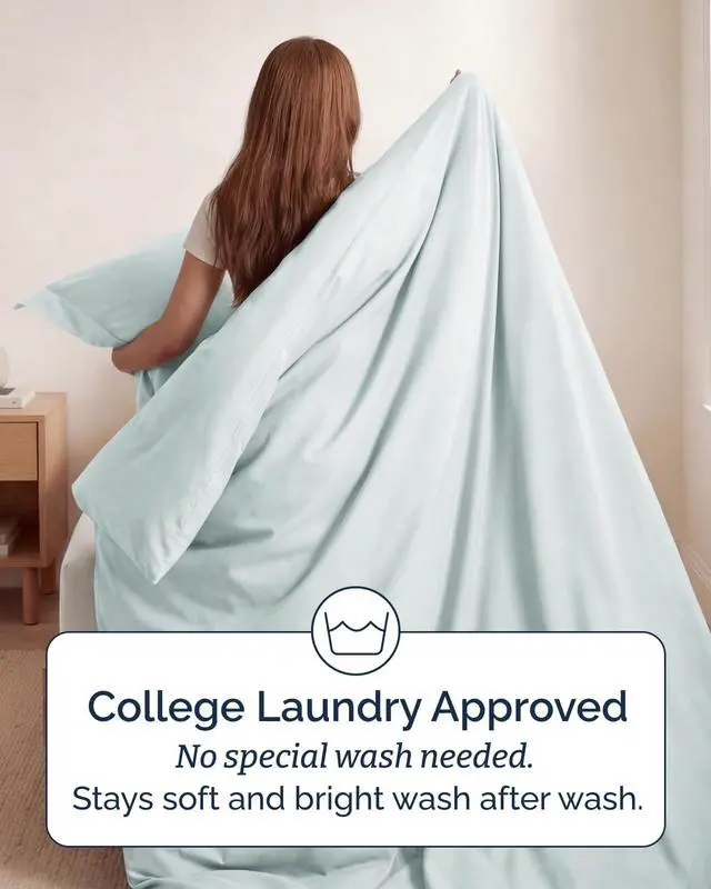 Alt view image 6 of 7 - Duvet Cover Twin/Twin XL Size Set - Extra Soft Twin/Twin XL Duvet Cover 68" x 90" with 1 Pillow Sham for Women, Men, Kids & Teens - Comfy, Easy-Care & Fade Free w/Zipper Closures & Ties (Ice Blue)