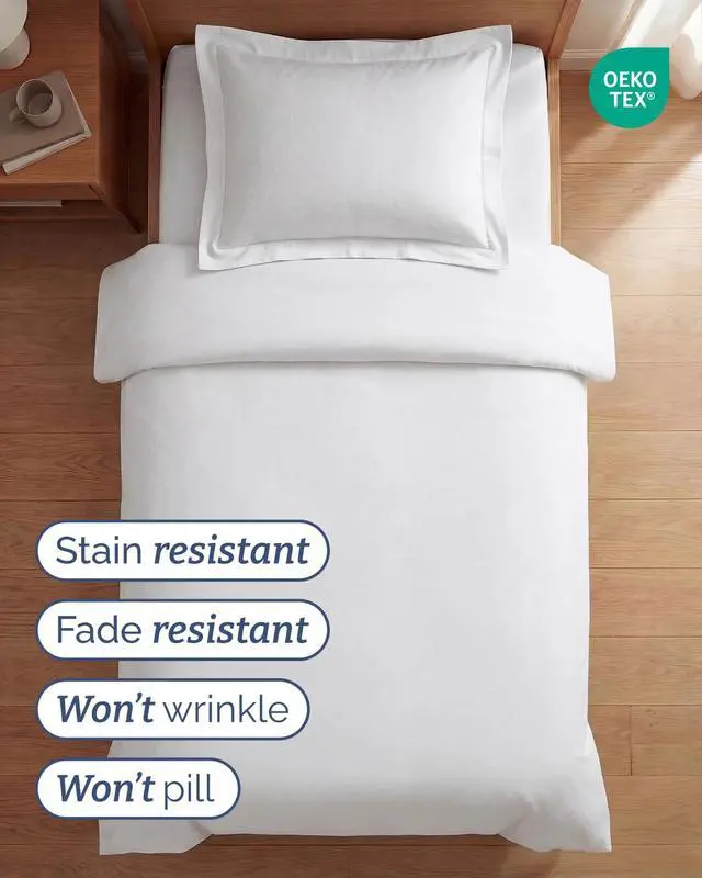Alt view image 4 of 7 - Duvet Cover Twin/Twin XL Size Set - Extra Soft Twin/Twin XL Duvet Cover 68" x 90" with 1 Pillow Sham for Women, Men, Kids & Teens - Comfy, Easy-Care & Fade Free with Zipper Closures and Ties (White)
