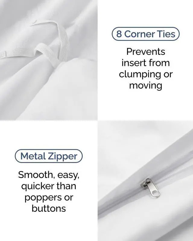 Alt view image 5 of 7 - Duvet Cover Twin/Twin XL Size Set - Extra Soft Twin/Twin XL Duvet Cover 68" x 90" with 1 Pillow Sham for Women, Men, Kids & Teens - Comfy, Easy-Care & Fade Free with Zipper Closures and Ties (White)