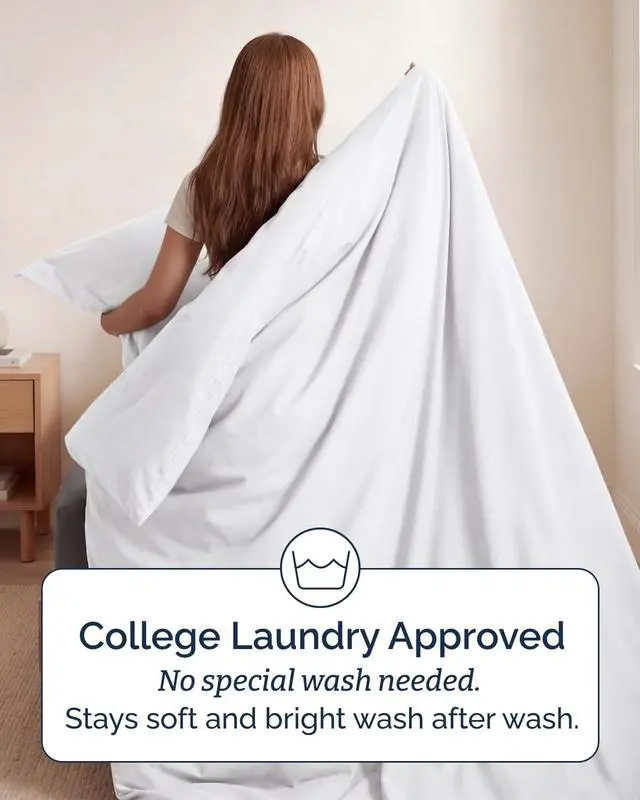 Alt view image 6 of 7 - Duvet Cover Twin/Twin XL Size Set - Extra Soft Twin/Twin XL Duvet Cover 68" x 90" with 1 Pillow Sham for Women, Men, Kids & Teens - Comfy, Easy-Care & Fade Free with Zipper Closures and Ties (White)