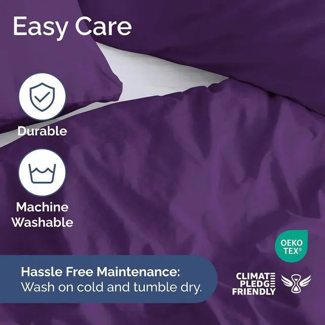 Alt view image 6 of 7 - Duvet Cover King Size Set - Extra Soft King Duvet Cover 104" x 90" with 2 Pillow Shams for Women, Men, Kids & Teens - Hotel Luxury, Easy-Care w/Zipper Closures & Ties - Comfy and Breathable (Purple)
