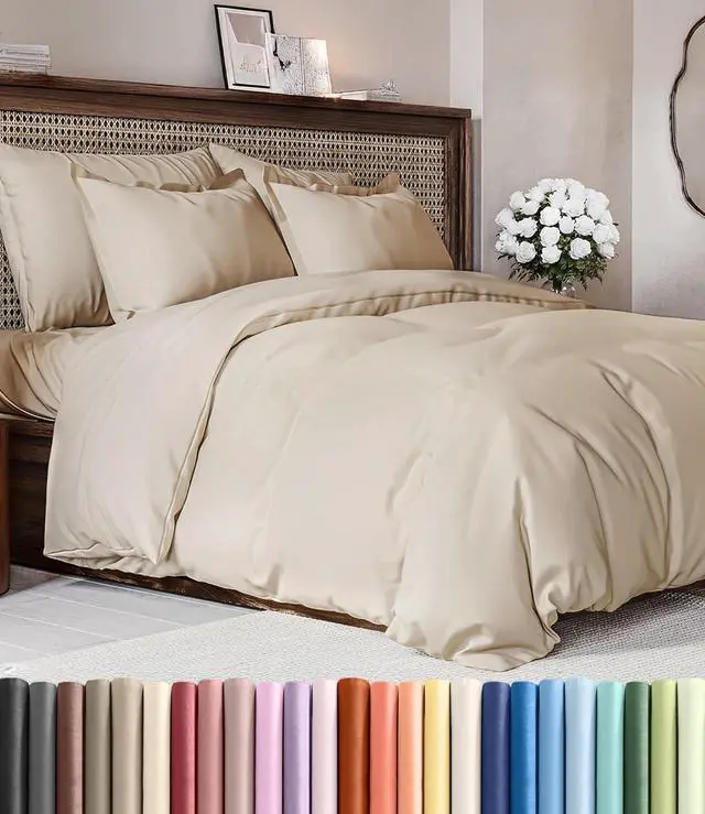 Main image of Duvet Cover King Size Set - Extra Soft King Duvet Cover 104" x 90" with 2 Pillow Shams for Women, Men, Kids & Teens - Hotel Luxury, Easy-Care w/Zipper Closures & Ties - Comfy and Breathable (Wheat)