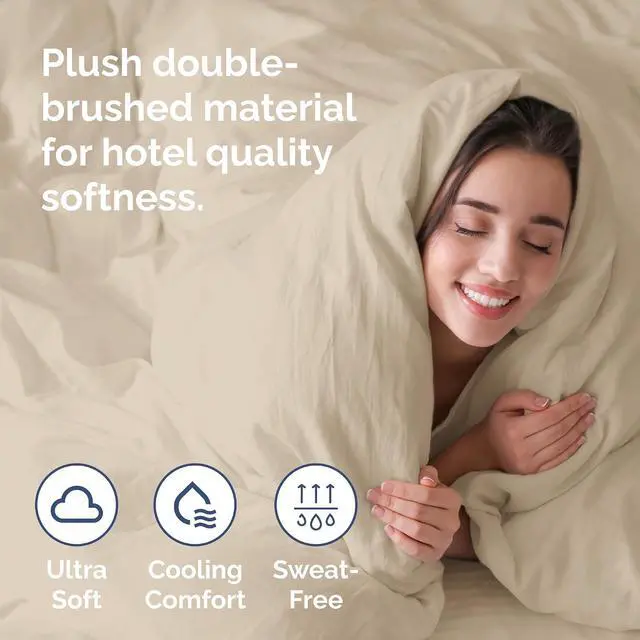 Alt view image 3 of 7 - Duvet Cover King Size Set - Extra Soft King Duvet Cover 104" x 90" with 2 Pillow Shams for Women, Men, Kids & Teens - Hotel Luxury, Easy-Care w/Zipper Closures & Ties - Comfy and Breathable (Wheat)