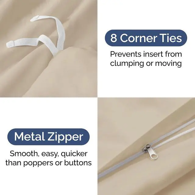 Alt view image 4 of 7 - Duvet Cover King Size Set - Extra Soft King Duvet Cover 104" x 90" with 2 Pillow Shams for Women, Men, Kids & Teens - Hotel Luxury, Easy-Care w/Zipper Closures & Ties - Comfy and Breathable (Wheat)