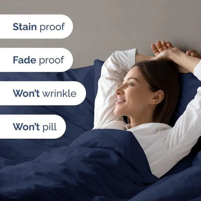 Alt view image 5 of 7 - Duvet Cover Super Queen Size Set - Extra Soft Super Queen Duvet Cover 98" x 90" with 2 Pillow Shams for Women, Men, Kids & Teens - Comfy, Breathable Hotel Luxury w/Zipper Closures & Ties (Navy Blue)