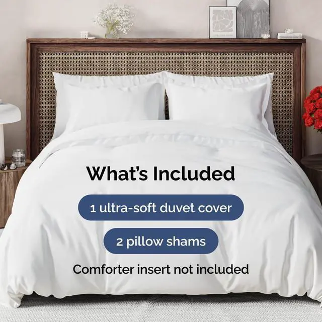 Alt view image 2 of 7 - Duvet Cover Oversized Queen Size Set - Extra Soft Oversized Queen Duvet Cover 98" x 98" with 2 Pillow Shams for Women, Men, Kids & Teens - Comfy, Cozy, Hotel Luxury w/Zipper Closures & Ties (White)