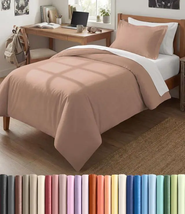 Main image of Duvet Cover Twin/Twin XL Size Set - Extra Soft Twin/Twin XL Duvet Cover 68" x 90" with 1 Pillow Sham for Women, Men, Kids & Teens - Comfy, Easy-Care & Fade Free with Zipper Closures and Ties (Mauve)