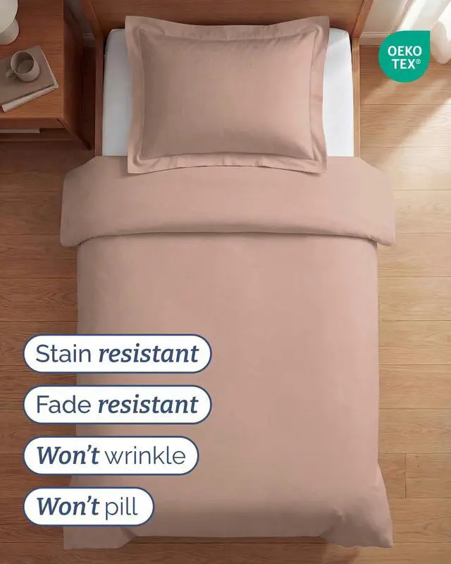 Alt view image 4 of 7 - Duvet Cover Twin/Twin XL Size Set - Extra Soft Twin/Twin XL Duvet Cover 68" x 90" with 1 Pillow Sham for Women, Men, Kids & Teens - Comfy, Easy-Care & Fade Free with Zipper Closures and Ties (Mauve)