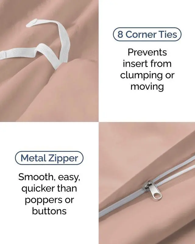 Alt view image 5 of 7 - Duvet Cover Twin/Twin XL Size Set - Extra Soft Twin/Twin XL Duvet Cover 68" x 90" with 1 Pillow Sham for Women, Men, Kids & Teens - Comfy, Easy-Care & Fade Free with Zipper Closures and Ties (Mauve)