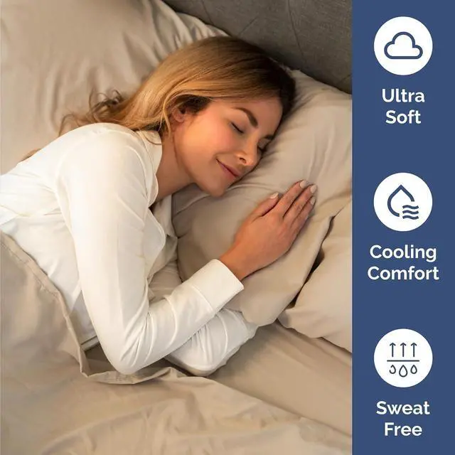 Alt view image 4 of 7 - Cal King Size 4 Piece Sheet Set - Comfy Breathable & Cooling Sheets - Hotel Luxury Bed Sheets for Women & Men - Deep Pockets, Easy-Fit, Extra Soft & Wrinkle Free Sheets - Cream Oeko-Tex Bed Sheet Set