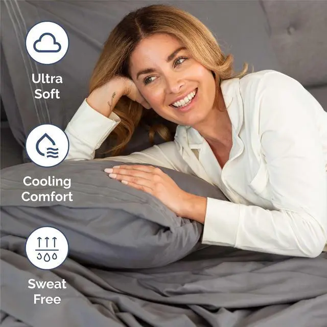 Alt view image 4 of 7 - Split King Size 5 Piece Sheet Set - Comfy Breathable & Cooling Sheets - Hotel Luxury Bed Sheets for Women & Men - Deep Pockets, Easy-Fit, Soft & Wrinkle Free Sheets - Dark Grey Oeko-Tex Bed Sheet Set