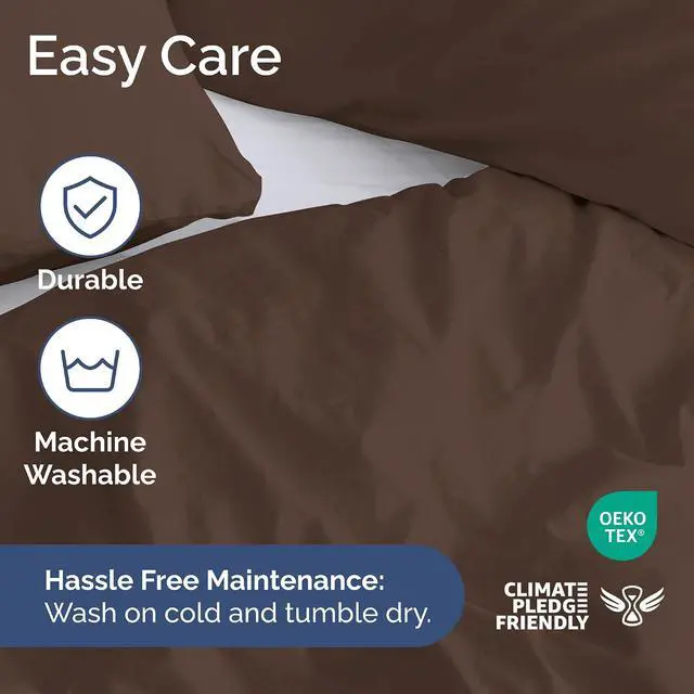 Alt view image 6 of 7 - Duvet Cover Queen Size Set - Extra Soft Queen Duvet Cover 90" x 90" with 2 Pillow Shams for Women, Men, Kids & Teens - Hotel Luxury, Easy-Care w/ Zipper Closures & Ties - Comfy and Breathable (Brown)