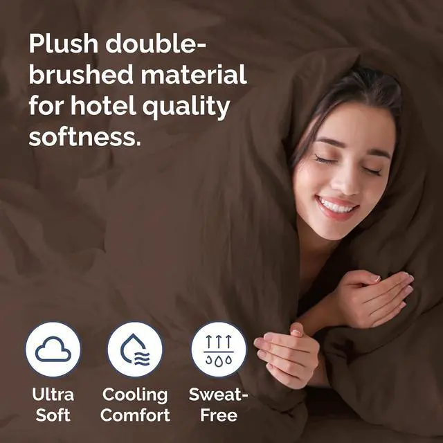 Alt view image 3 of 7 - Duvet Cover Queen Size Set - Extra Soft Queen Duvet Cover 90" x 90" with 2 Pillow Shams for Women, Men, Kids & Teens - Hotel Luxury, Easy-Care w/ Zipper Closures & Ties - Comfy and Breathable (Brown)