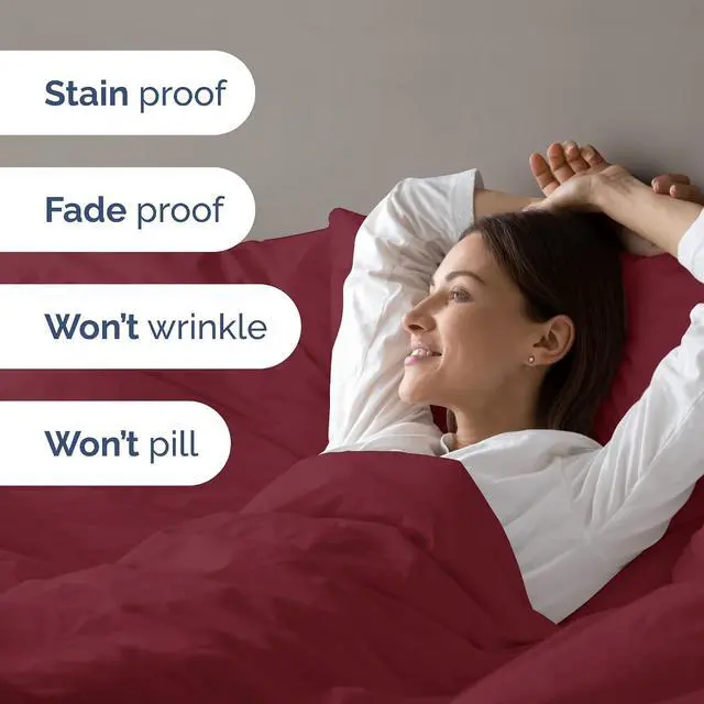 Alt view image 5 of 7 - Duvet Cover Full Size Set - Extra Soft Full Duvet Cover 80" x 90" with 2 Pillow Shams for Women, Men, Kids & Teens - Hotel Luxury, Easy-Care w/ Zipper Closures & Ties - Comfy & Breathable (Burgundy)