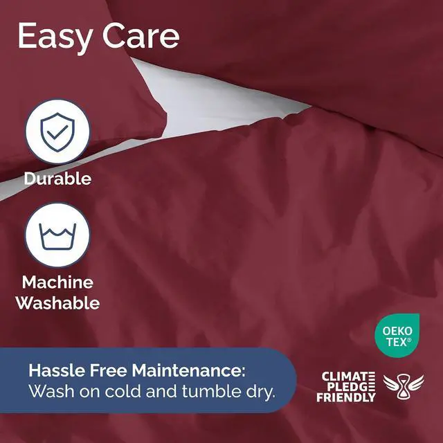 Alt view image 6 of 7 - Duvet Cover Full Size Set - Extra Soft Full Duvet Cover 80" x 90" with 2 Pillow Shams for Women, Men, Kids & Teens - Hotel Luxury, Easy-Care w/ Zipper Closures & Ties - Comfy & Breathable (Burgundy)