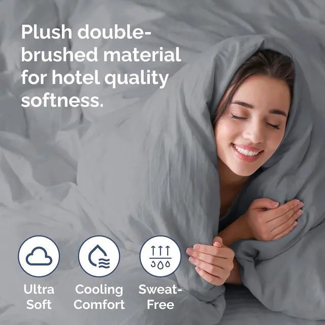 Alt view image 3 of 7 - Duvet Cover Queen Size Set - Extra Soft Queen Duvet Cover 90" x 90" with 2 Pillow Shams for Women, Men, Kids & Teens - Hotel Luxury w/Zipper Closures & Ties - Comfy, Cozy & Breathable (Steel Blue)