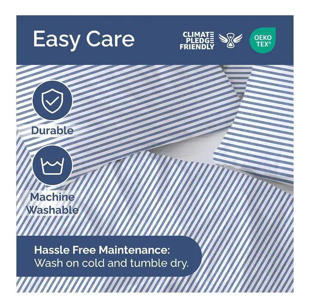 Alt view image 6 of 7 - Duvet Cover King Size Set - Extra Soft King Duvet Cover 104" x 90" with 2 Pillow Shams for Women, Men, Kids & Teens - Hotel Luxury w/ Zipper Closures & Ties - Comfy, Cozy & Breathable (Blue Stripes)