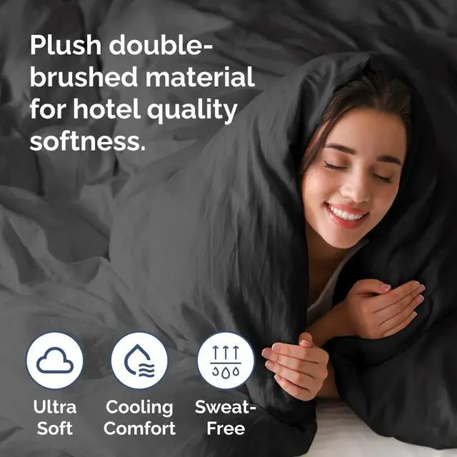 Alt view image 3 of 7 - Duvet Cover Oversized Queen Size Set - Extra Soft Oversized Queen Duvet Cover 98" x 98" with 2 Pillow Shams for Women, Men, Kids & Teens - Comfy, Cozy, Hotel Luxury w/ Zipper Closures & Ties (Black)