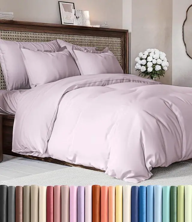 Main image of Duvet Cover Full Size Set - Extra Soft Full Duvet Cover 80" x 90" with 2 Pillow Shams for Women, Men, Kids & Teens - Hotel Luxury w/Zipper Closures & Ties - Comfy, Cozy & Breathable (Light Lavender)
