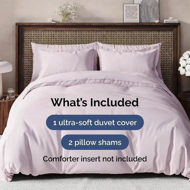 Alt view image 2 of 7 - Duvet Cover Full Size Set - Extra Soft Full Duvet Cover 80" x 90" with 2 Pillow Shams for Women, Men, Kids & Teens - Hotel Luxury w/Zipper Closures & Ties - Comfy, Cozy & Breathable (Light Lavender)
