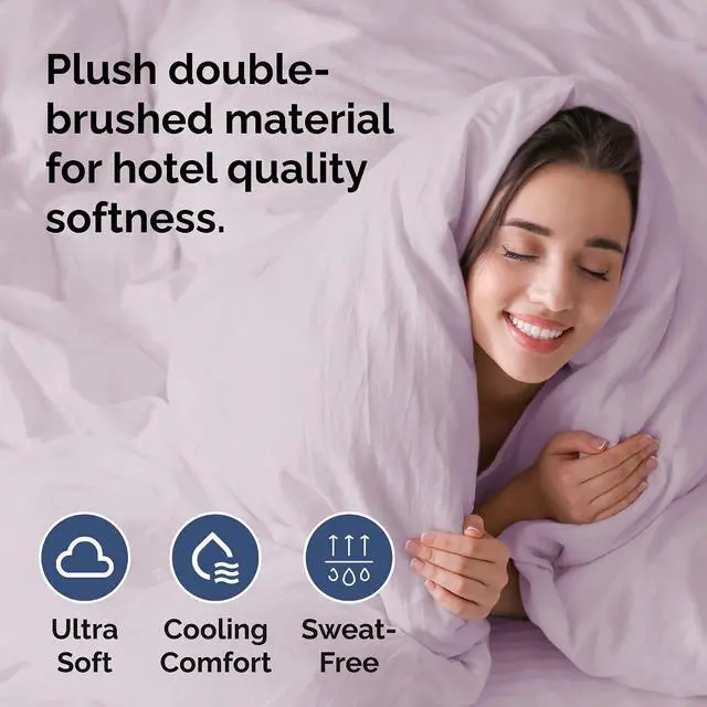 Alt view image 3 of 7 - Duvet Cover Full Size Set - Extra Soft Full Duvet Cover 80" x 90" with 2 Pillow Shams for Women, Men, Kids & Teens - Hotel Luxury w/Zipper Closures & Ties - Comfy, Cozy & Breathable (Light Lavender)