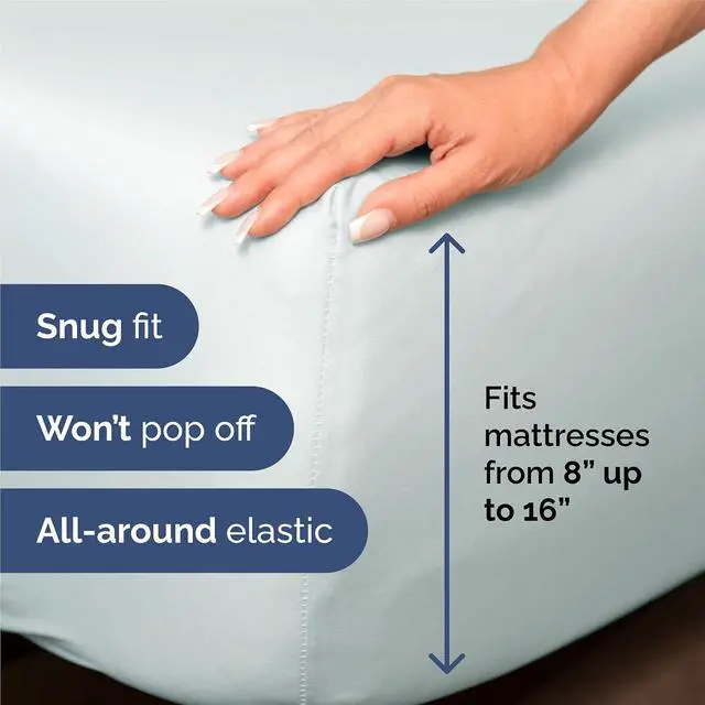 Alt view image 3 of 7 - Split King Size 5 Piece Sheet Set - Comfy Breathable & Cooling Sheets - Hotel Luxury Bed Sheets for Women & Men - Deep Pockets, Easy-Fit, Soft & Wrinkle Free Sheets - Ice Blue Oeko-Tex Bed Sheet Set