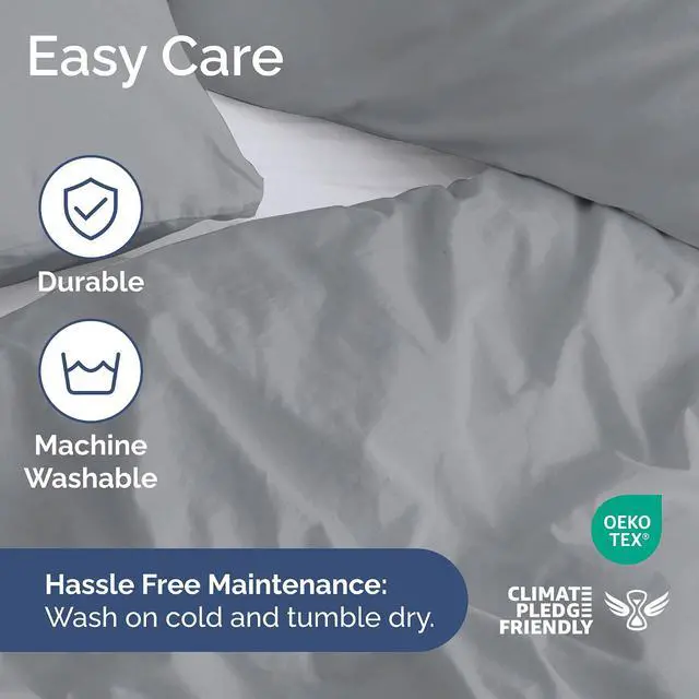 Alt view image 6 of 7 - Duvet Cover Queen Size Set - Extra Soft Queen Duvet Cover 90" x 90" with 2 Pillow Shams for Women, Men, Kids & Teens - Hotel Luxury w/Zipper Closures & Ties - Comfy, Cozy & Breathable (Steel Blue)