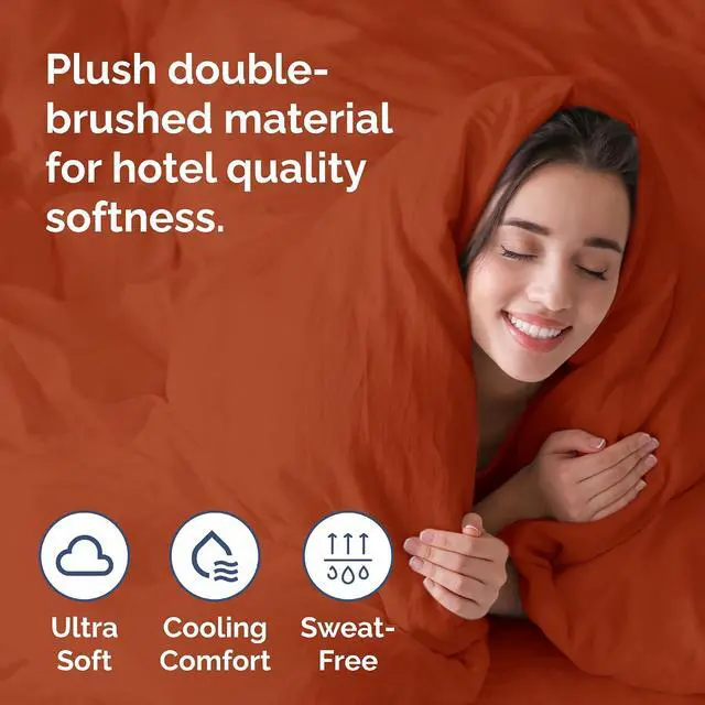 Alt view image 3 of 7 - Duvet Cover Queen Size Set - Extra Soft Queen Duvet Cover 90" x 90" with 2 Pillow Shams for Women, Men, Kids & Teens - Hotel Luxury w/Zipper Closures & Ties - Comfy, Cozy & Breathable (Terracotta)