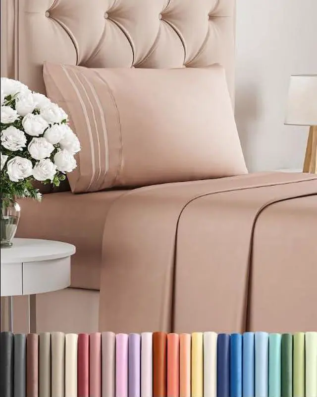 Main image of Twin Size 3 Piece Sheet Set - Comfy Breathable & Cooling Sheets - Hotel Luxury Bed Sheets for Women & Men - Deep Pockets, Easy-Fit, Extra Soft and Wrinkle Free Sheets - Mauve Oeko-Tex Bed Sheet Set