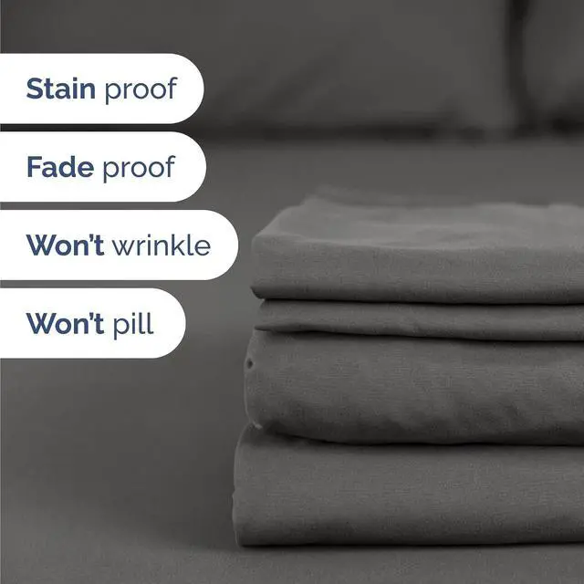 Alt view image 5 of 7 - Cal King Size 4 Piece Sheet Set - Comfy Breathable & Cooling Sheets - Hotel Luxury Bed Sheets for Women & Men - Deep Pockets, Easy-Fit, Soft and Wrinkle Free Sheets - Charcoal Oeko-Tex Bed Sheet Set