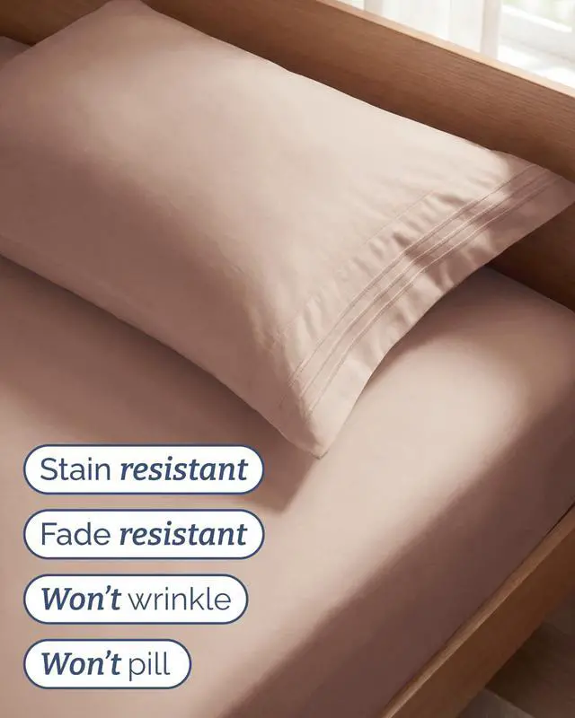 Alt view image 5 of 7 - Twin Size 3 Piece Sheet Set - Comfy Breathable & Cooling Sheets - Hotel Luxury Bed Sheets for Women & Men - Deep Pockets, Easy-Fit, Extra Soft and Wrinkle Free Sheets - Mauve Oeko-Tex Bed Sheet Set
