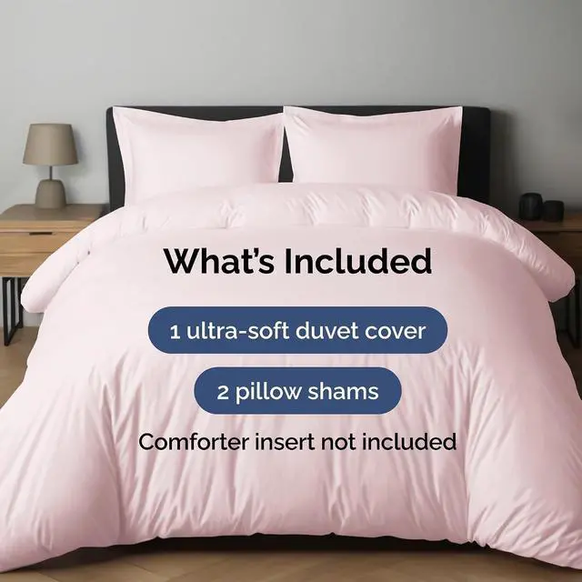 Alt view image 2 of 7 - Duvet Cover Full Size Set - Extra Soft Full Duvet Cover 80" x 90" with 2 Pillow Shams for Women, Men, Kids & Teens - Hotel Luxury w/Zipper Closures & Ties - Comfy, Cozy & Breathable (Lavender Pink)