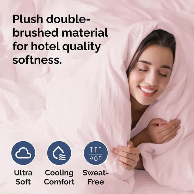 Alt view image 3 of 7 - Duvet Cover Full Size Set - Extra Soft Full Duvet Cover 80" x 90" with 2 Pillow Shams for Women, Men, Kids & Teens - Hotel Luxury w/Zipper Closures & Ties - Comfy, Cozy & Breathable (Lavender Pink)