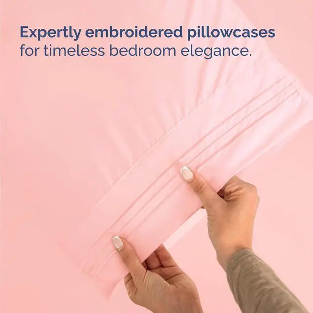 Alt view image 6 of 7 - Cal King Size 4 Piece Sheet Set - Comfy Breathable & Cooling Sheets - Hotel Luxury Bed Sheets for Women & Men - Deep Pockets, Easy-Fit, Soft & Wrinkle Free Sheets - Baby Pink Oeko-Tex Bed Sheet Set