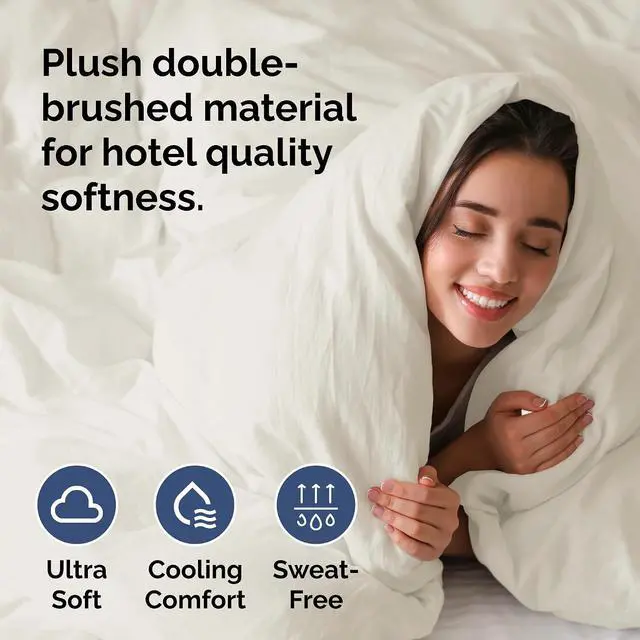Alt view image 3 of 7 - Duvet Cover Queen Size Set - Extra Soft Queen Duvet Cover 90" x 90" with 2 Pillow Shams for Women, Men, Kids & Teens - Hotel Luxury, Easy-Care w/ Zipper Closures & Ties - Comfy and Breathable (Ivory)