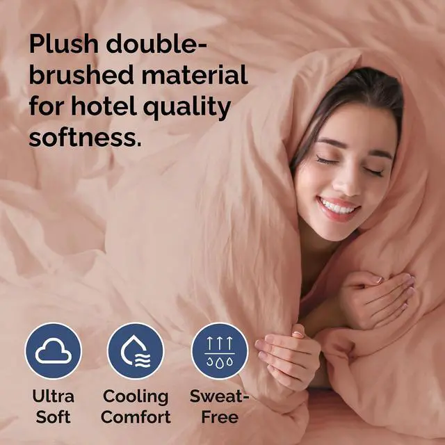 Alt view image 3 of 7 - Duvet Cover Full Size Set - Extra Soft Full Duvet Cover 80" x 90" with 2 Pillow Shams for Women, Men, Kids & Teens - Hotel Luxury, Easy-Care w/Zipper Closures & Ties - Comfy and Breathable (Mauve)