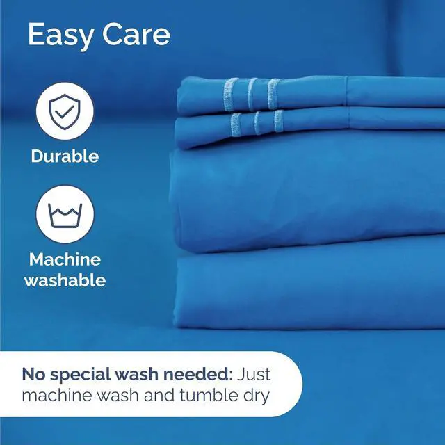 Alt view image 7 of 7 - Cal King Size 4 Piece Sheet Set - Comfy Breathable & Cooling Sheets - Hotel Luxury Bed Sheets for Women & Men - Deep Pockets, Easy-Fit, Soft & Wrinkle Free Sheets - Royal Blue Oeko-Tex Bed Sheet Set